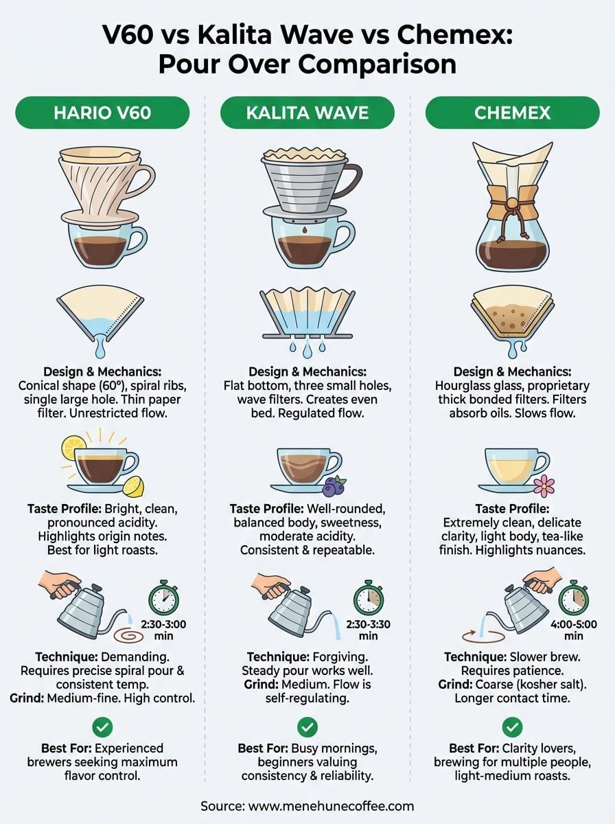 2024's Best Pour Over Coffee Makers: Complete Guide to Chemex vs V60 vs Kalita Wave