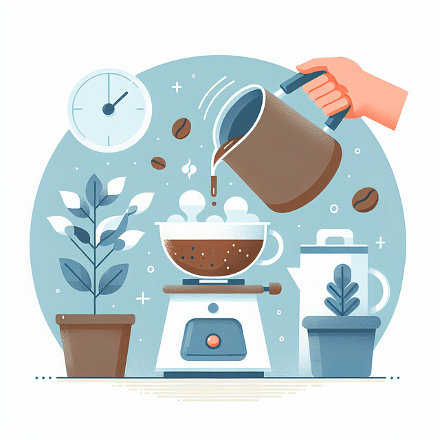 coffee grounds beginning to bloom with the first pour of water