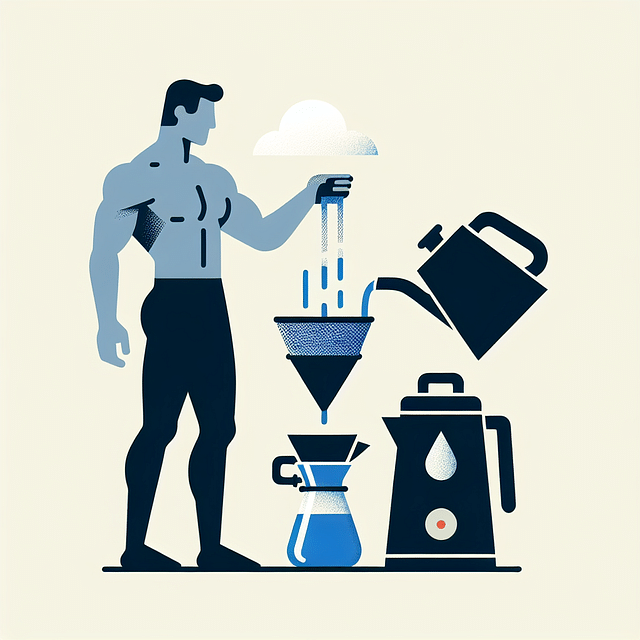 rinsing a reusable Chemex filter with hot water