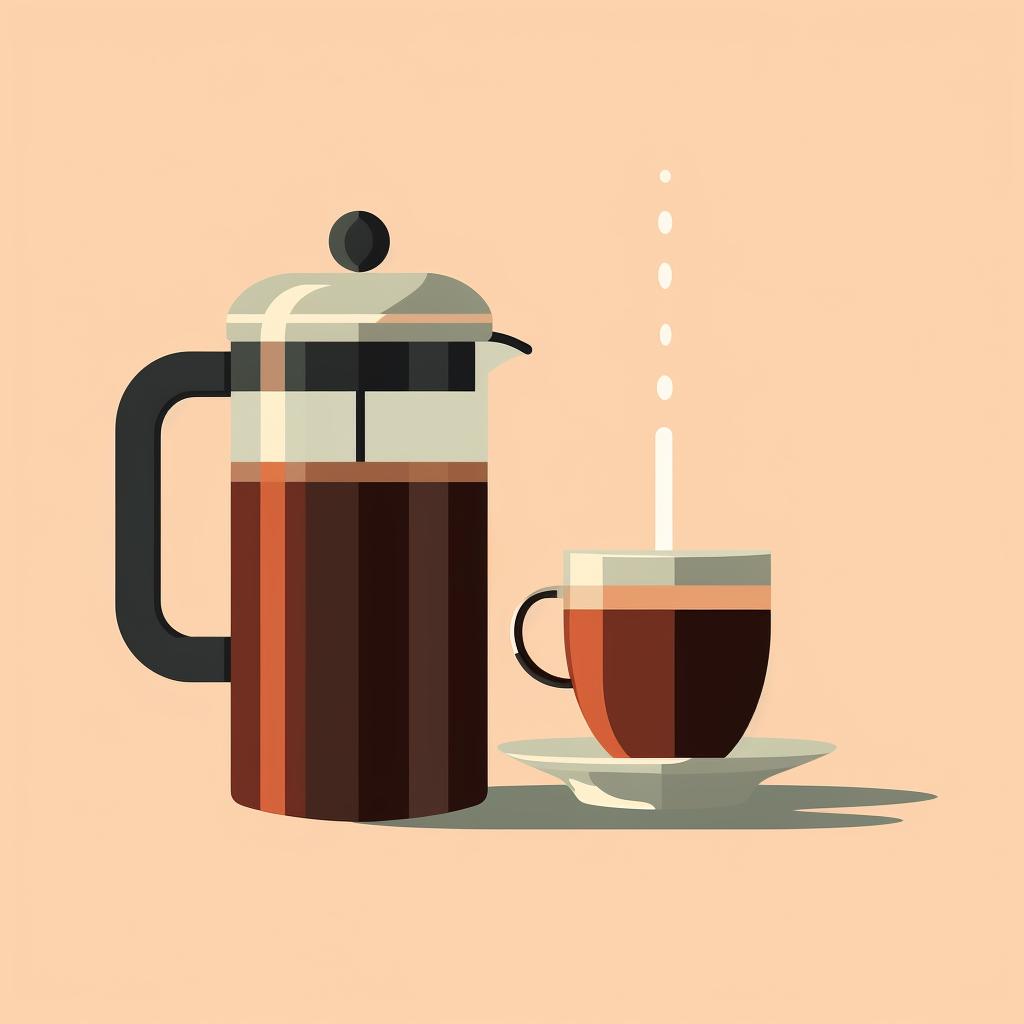 A tablespoon of coffee next to a French press