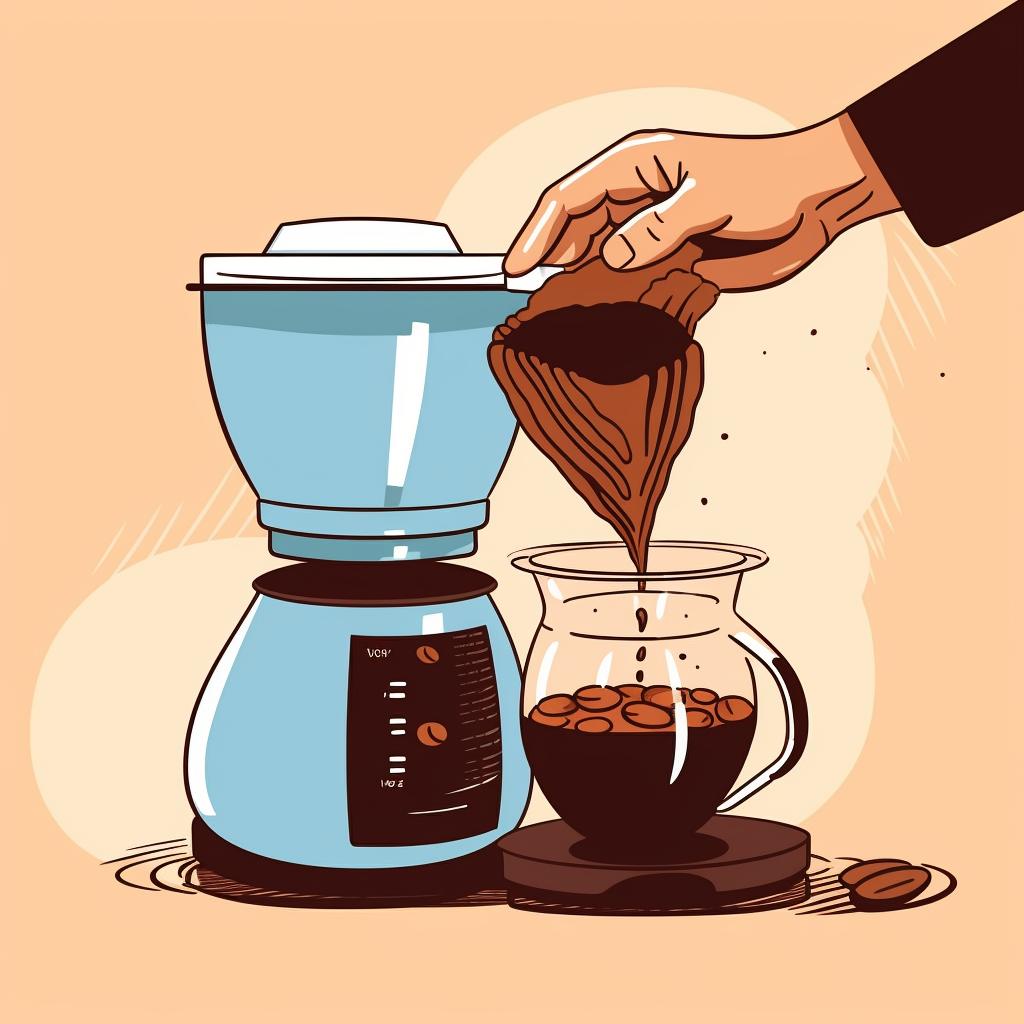 A hand placing a coffee filter into the drip coffee maker.