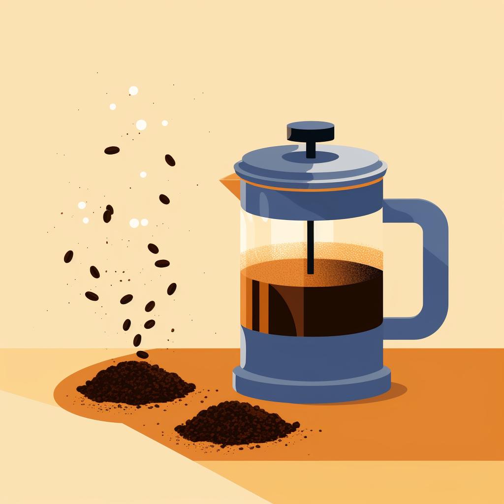 Coffee grounds being added to a French press