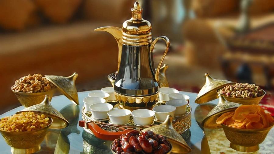 Traditional Arabic coffee brewing process