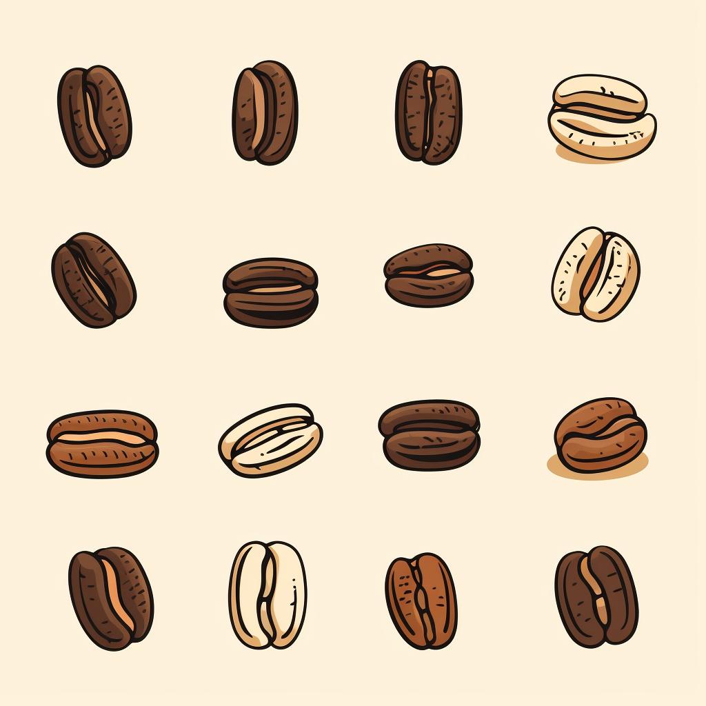 A selection of various coffee beans