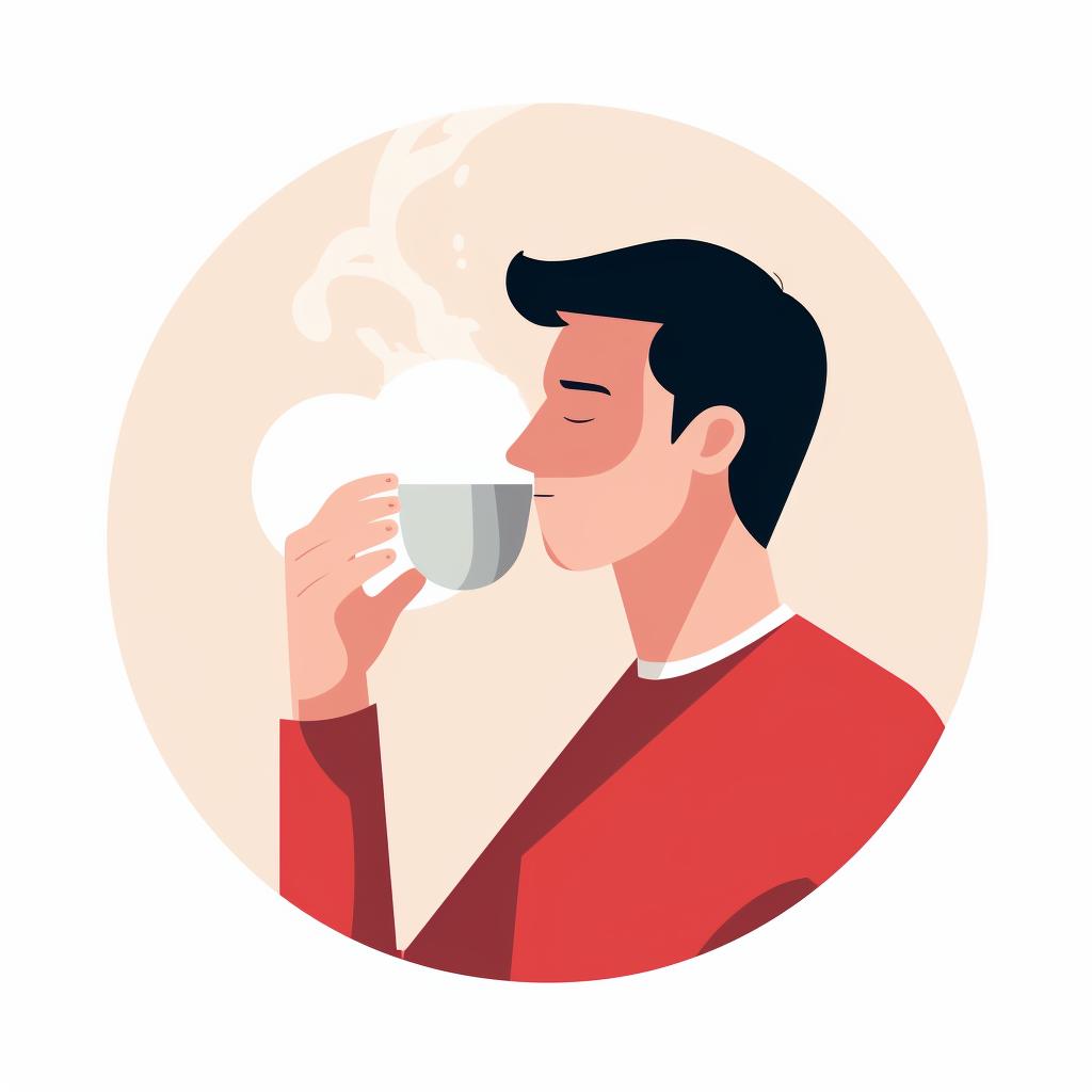 Person deeply inhaling the aroma of a cup of Illy coffee