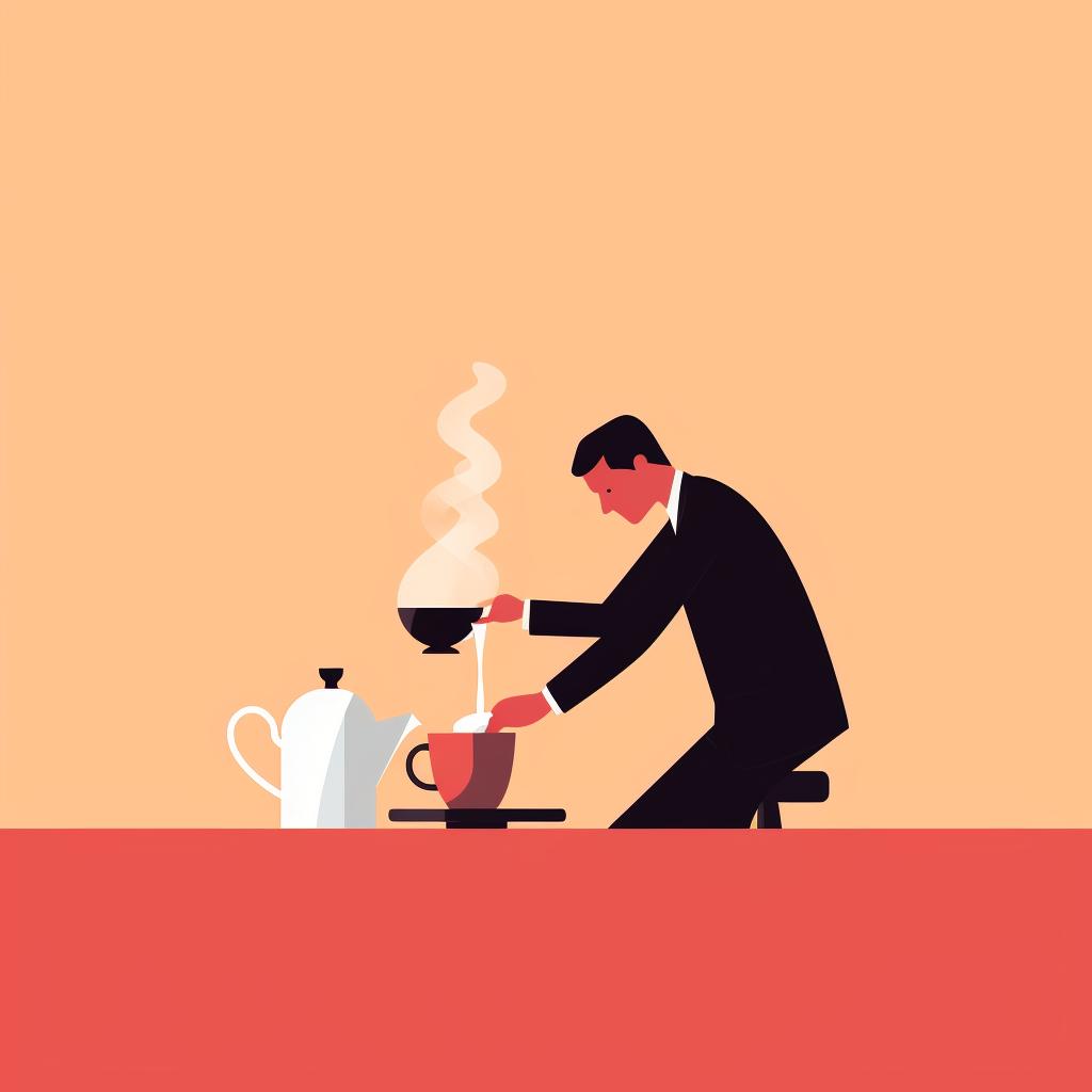 A person pouring a smaller cup of coffee