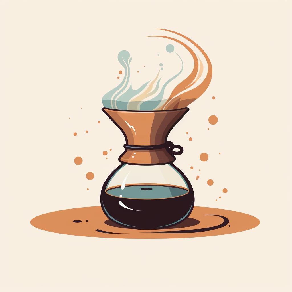 Water being poured in a circular motion over the coffee grounds in a Chemex