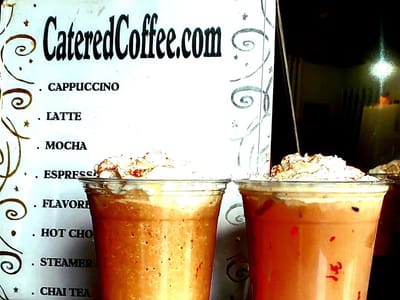 Catered Coffee - Portable cappuccino bar, hot chocolate bar, smoothie bar, and frappe bar.