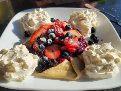 French Press Coffee and Crepes