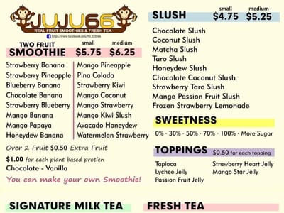 JUJU66 real fruit smoothie and fresh tea