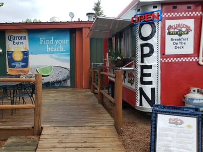 The pit stop, breakfast kn the deck