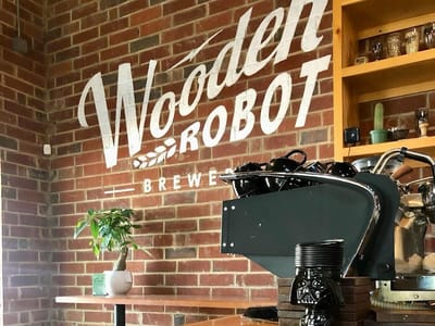 Wooden Robot Coffee Bar